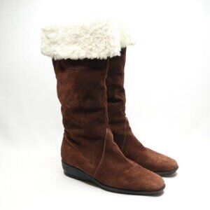 Pertti Palmroth Women's Size 38 Brown Suede Pull On Shearling Lined Winter Boots